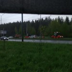 Дождь во время укладки асфальта на 40 лет Победы в Ижевске